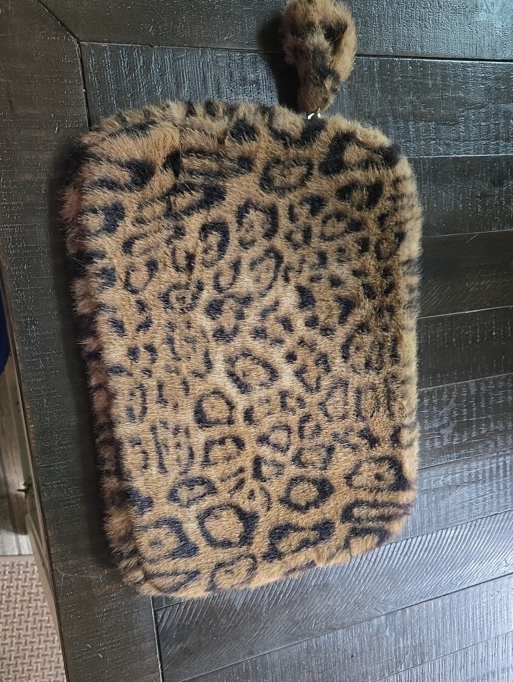 H&M Leopard Print Faux Fur Laptop Case - Brown & Black